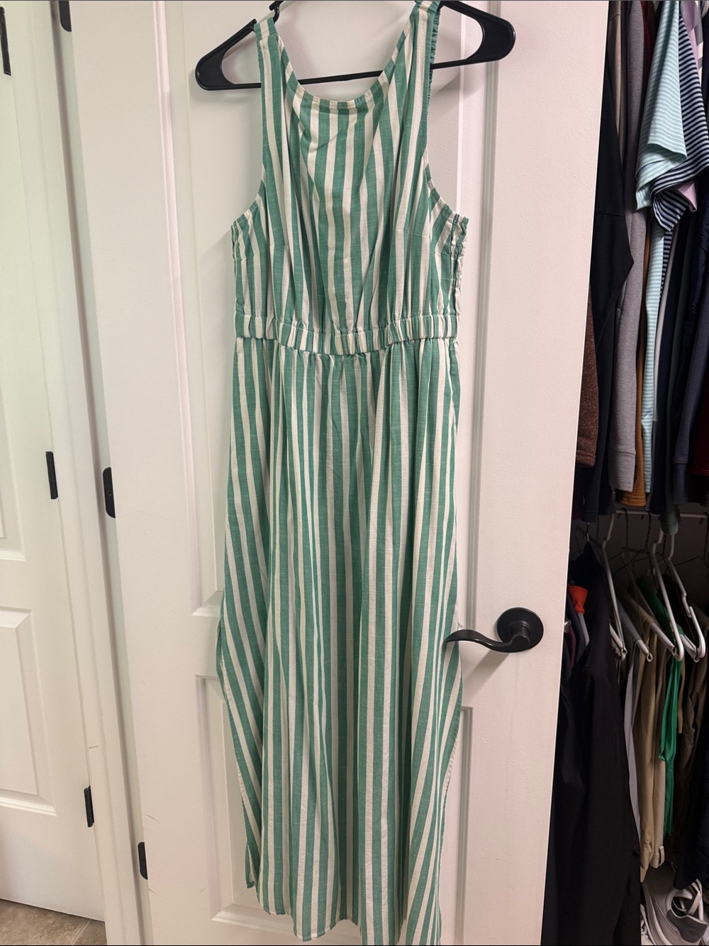 Target Green and White Striped Sleeveless Midi Dress